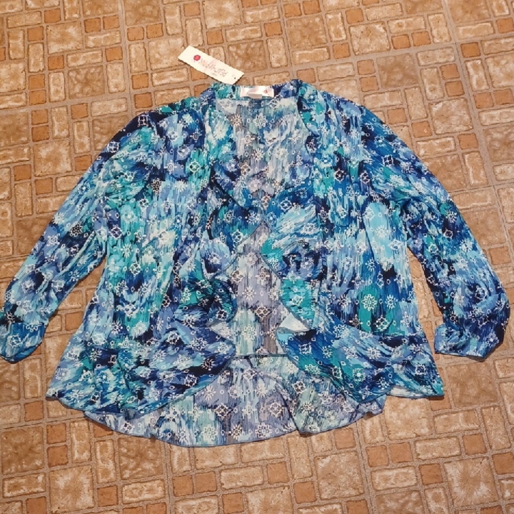 Blue Cardigan with Relaxed Fit PEACHY PINK women's Size Medium